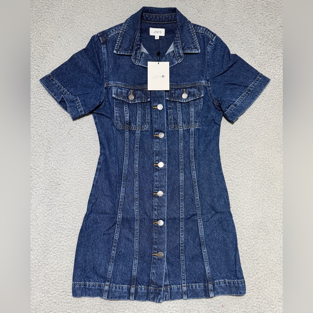 Joes jeans linen cotton blend The Denim Tucker Shift Button Dress Womens XS